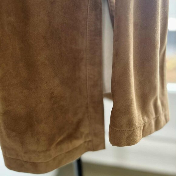 Vintage 1969 Camel Brown Nubuck Leather Tunic Top with Notched Neck – US S - Picture 12 of 13